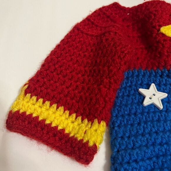 Baby Crochet Knitted Wonder Woman Sweater Onesie Costume Size 3 to 6 months - Picture 5 of 12